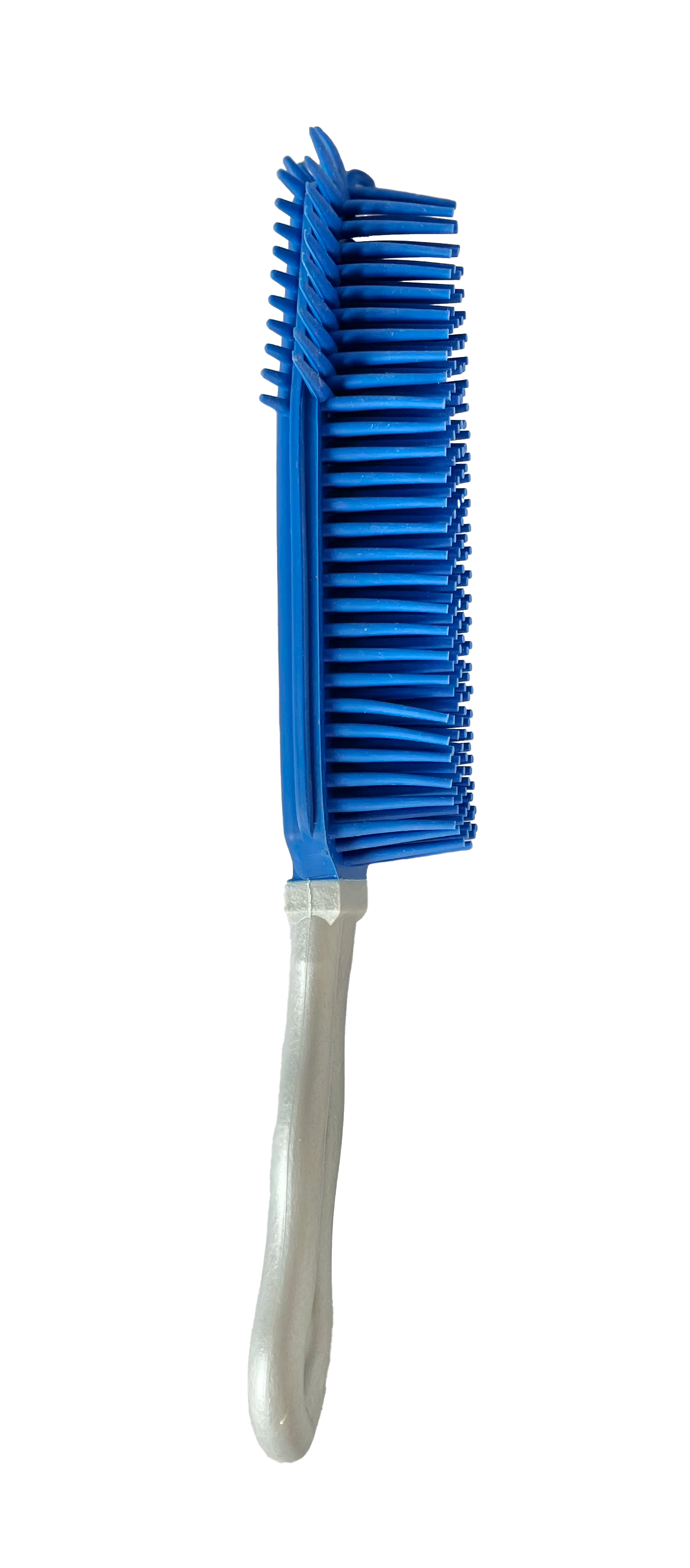 Wheeky® Pets Clean Sweep Brush – Blue rubber pet hair removal brush shown in side view.