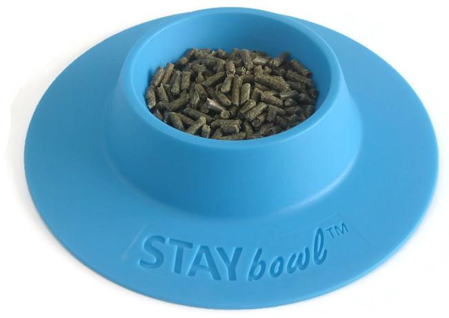 Small (1/4-cup) Sky Blue STAYbowlⓇ Tip-Proof Bowl for Guinea Pigs and Small Pets Filled with Kibble - Wheeky Pets, LLC