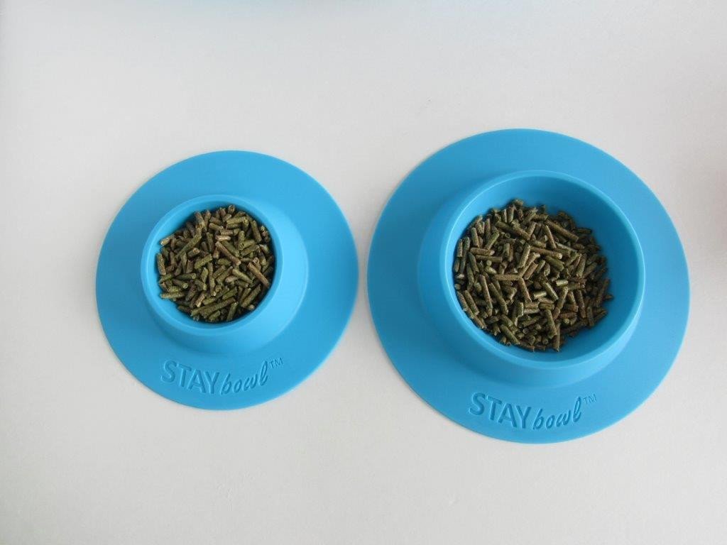 Small and Large Sky Blue STAYbowlⓇ Tip-Proof Bowls for Guinea Pigs and Small Pets - Wheeky Pets, LLC