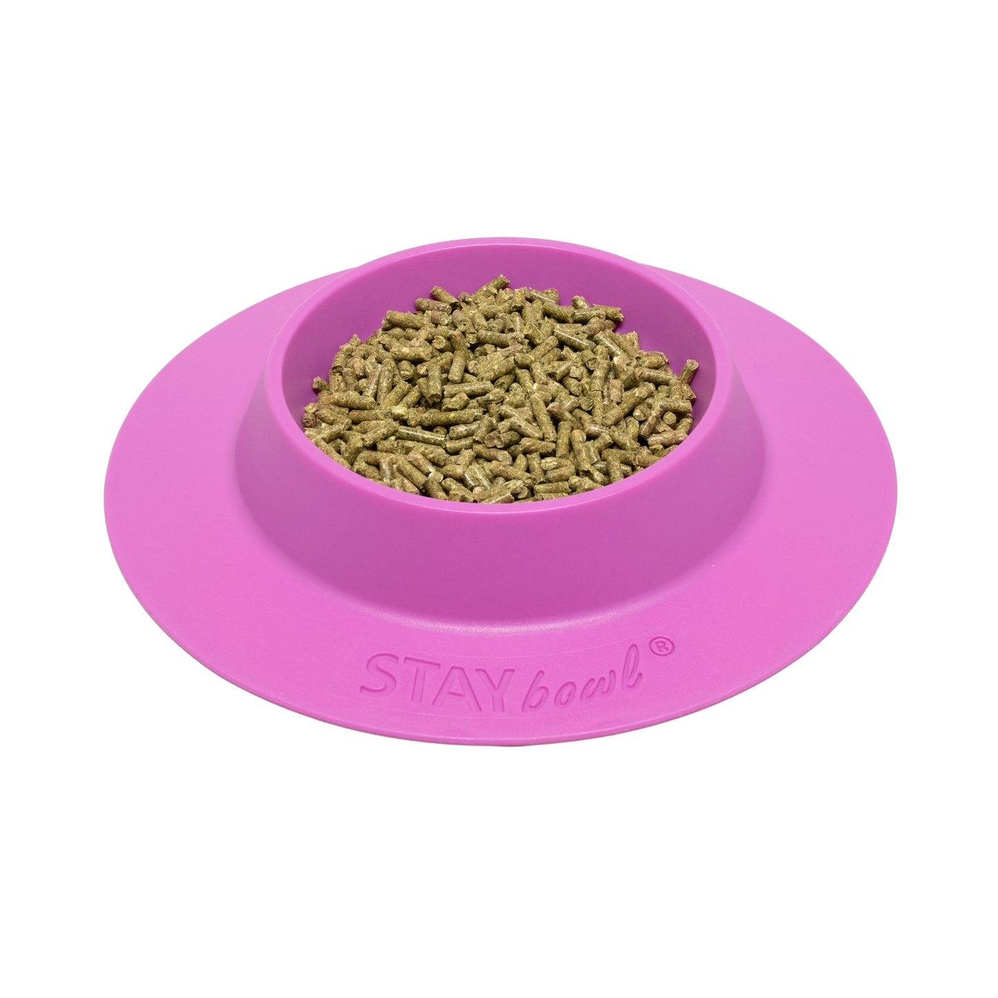 Large (¾-cup) Lilac Purple STAYbowlⓇ Tip-Proof Bowl for Guinea Pigs and Small Pets Filled with Kibble - Wheeky Pets, LLC