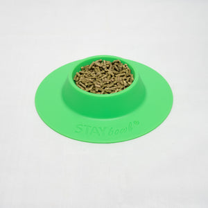 Small (1/4-cup) Spring Green STAYbowlⓇ Tip-Proof Bowl for Guinea Pigs and Small Pets Filled with Kibble - Wheeky Pets, LLC